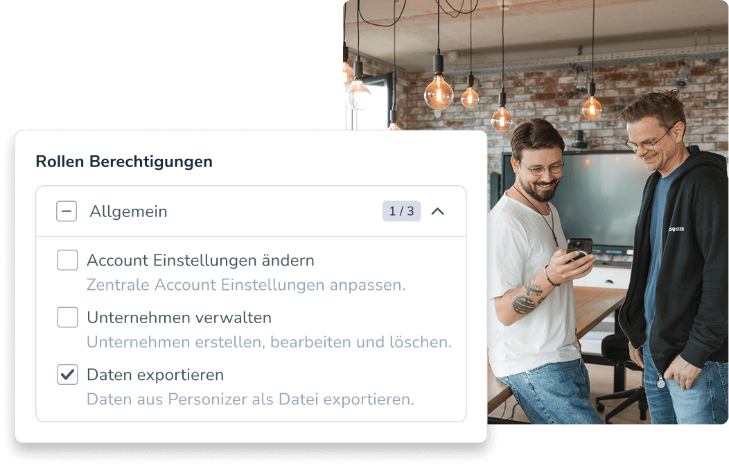 Rollenberechtigungen auswählen