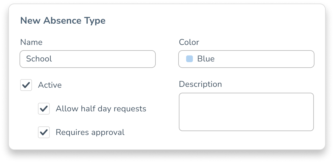 set a new absence type