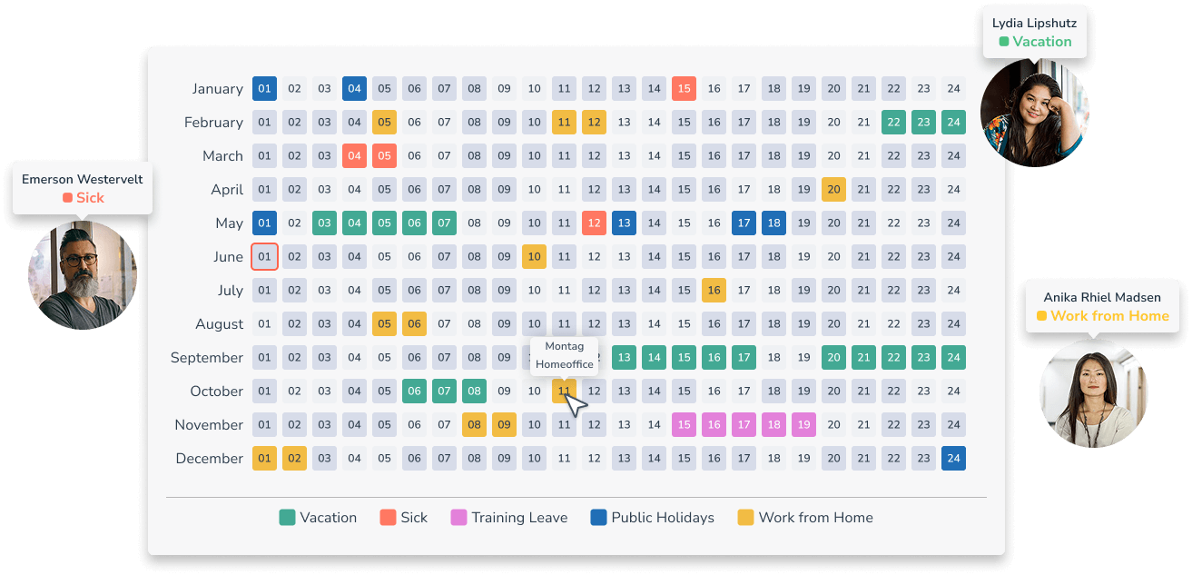 annual calendar overview