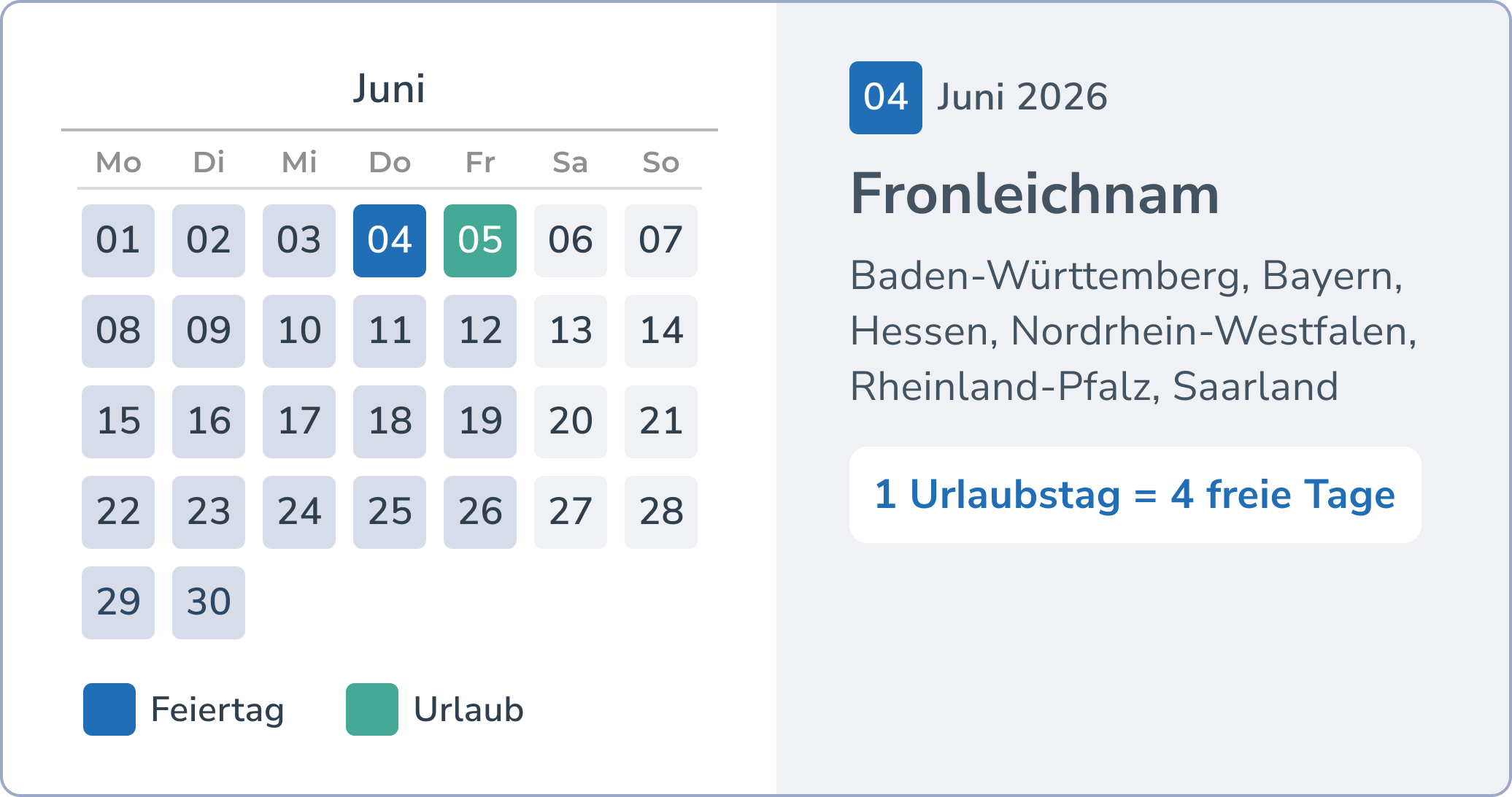 Brückentage und Urlaub im Juni: Fronleichnam