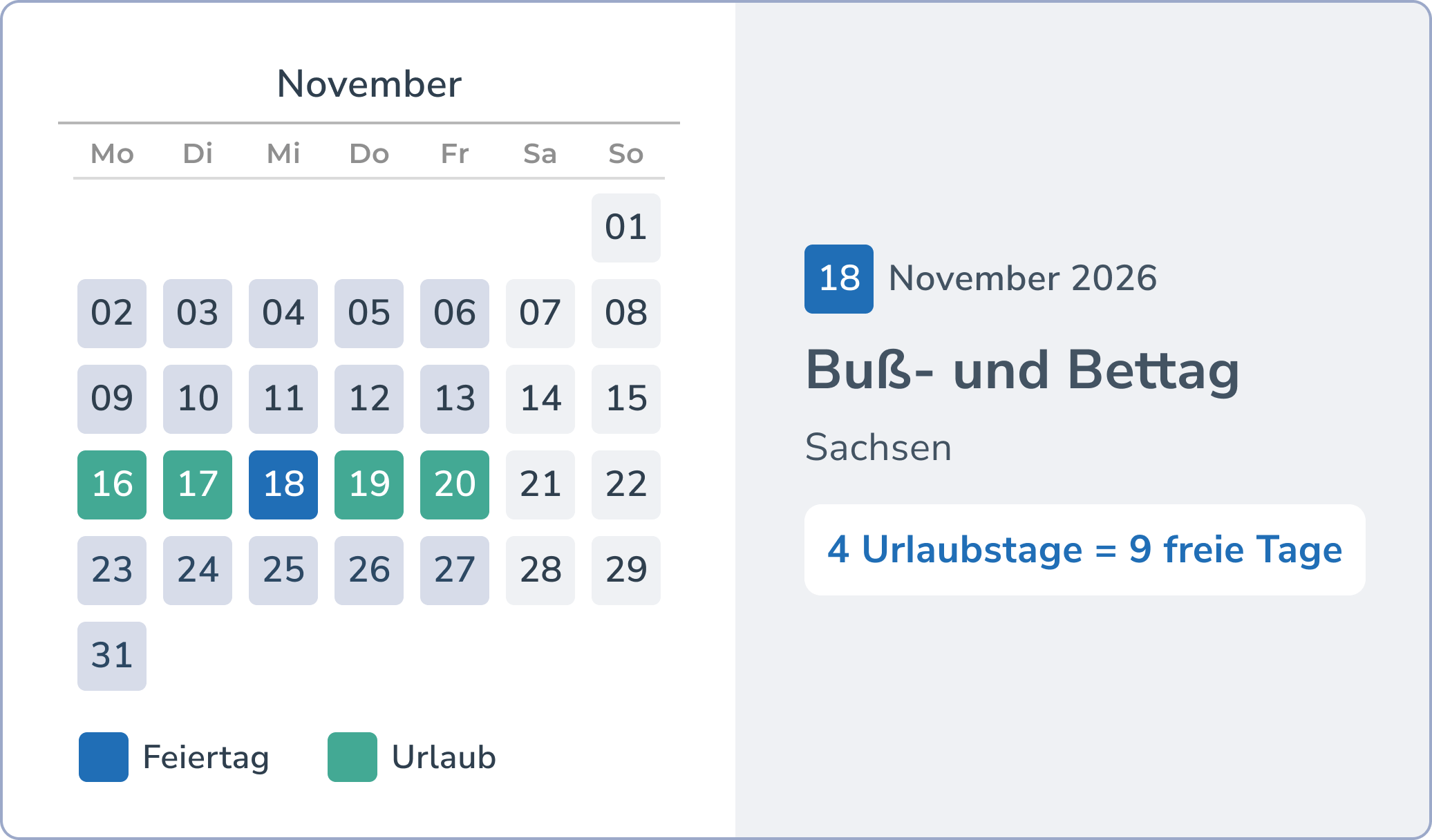 Brückentage und Urlaub im November: Buß- und Bettag