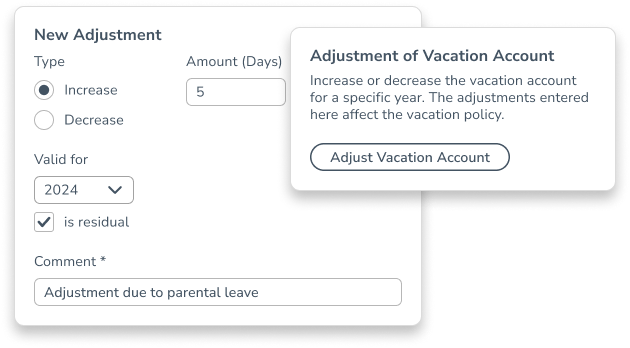 adjustment of vacation account