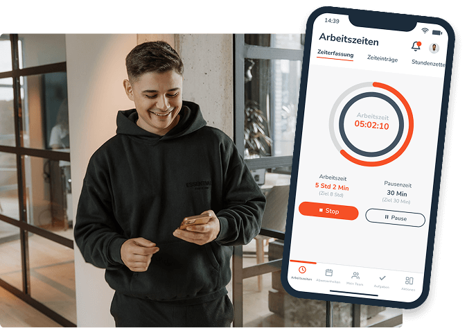 Mitarbeiter am Handy