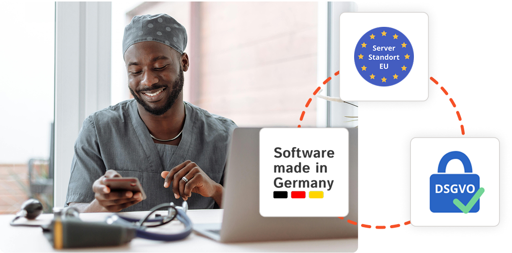 Person am PC Gesundheitswesen