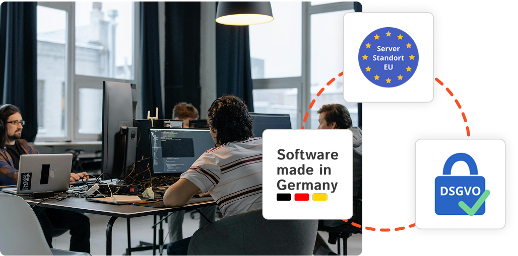 Mitarbeitende am Rechner