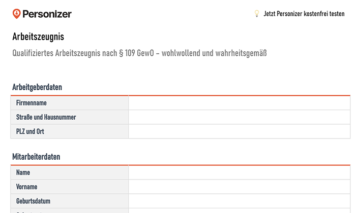 Excel Vorlage Arbeitszeugnis
