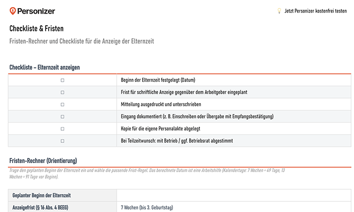 Excel Vorlage Elternzeit