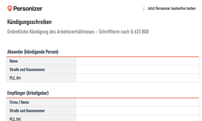 Excel Vorlage Kündigungsschreiben