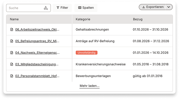 Entgeltunterlagen im Dokumentenmanagement Personizer