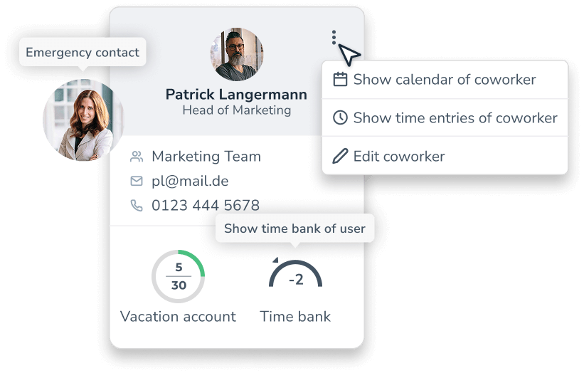 Employee overview in the personnel file