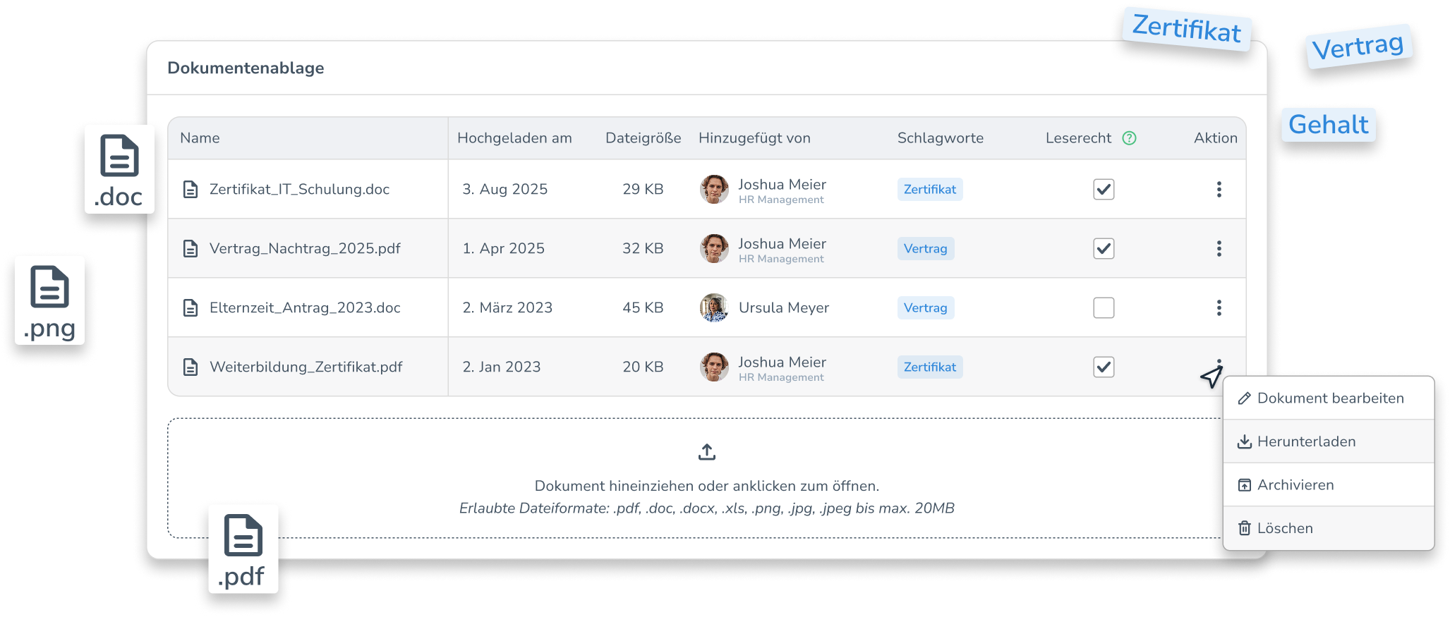Dokumentenübersicht Screenshot
