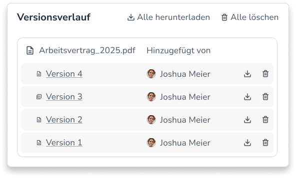Versionsverlauf von Dokumenten