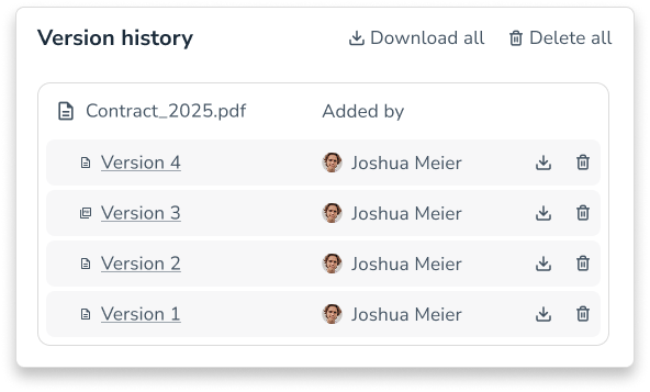 Version history of documents