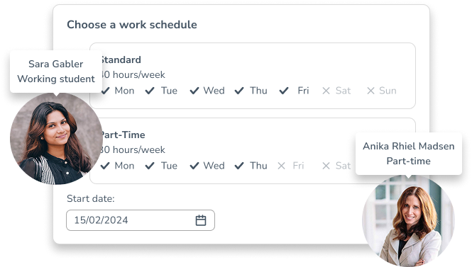 Work schedules mobile view