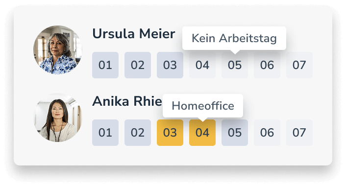Teamkalender in Personizer