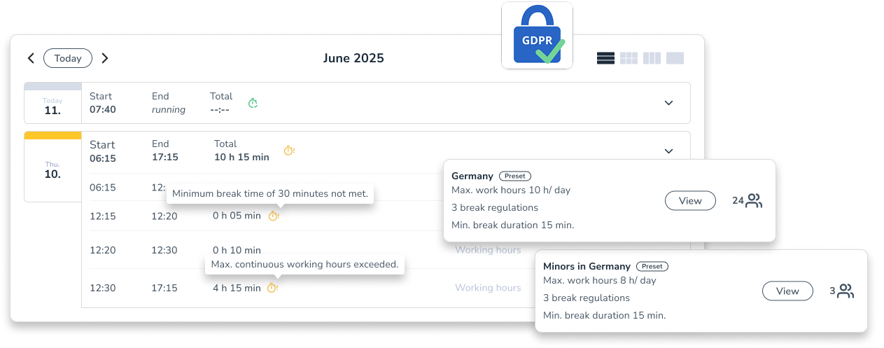 Break regulations personizer
