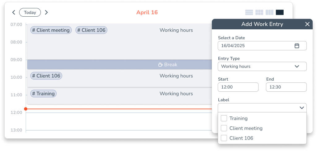 Time tags in the time tracking