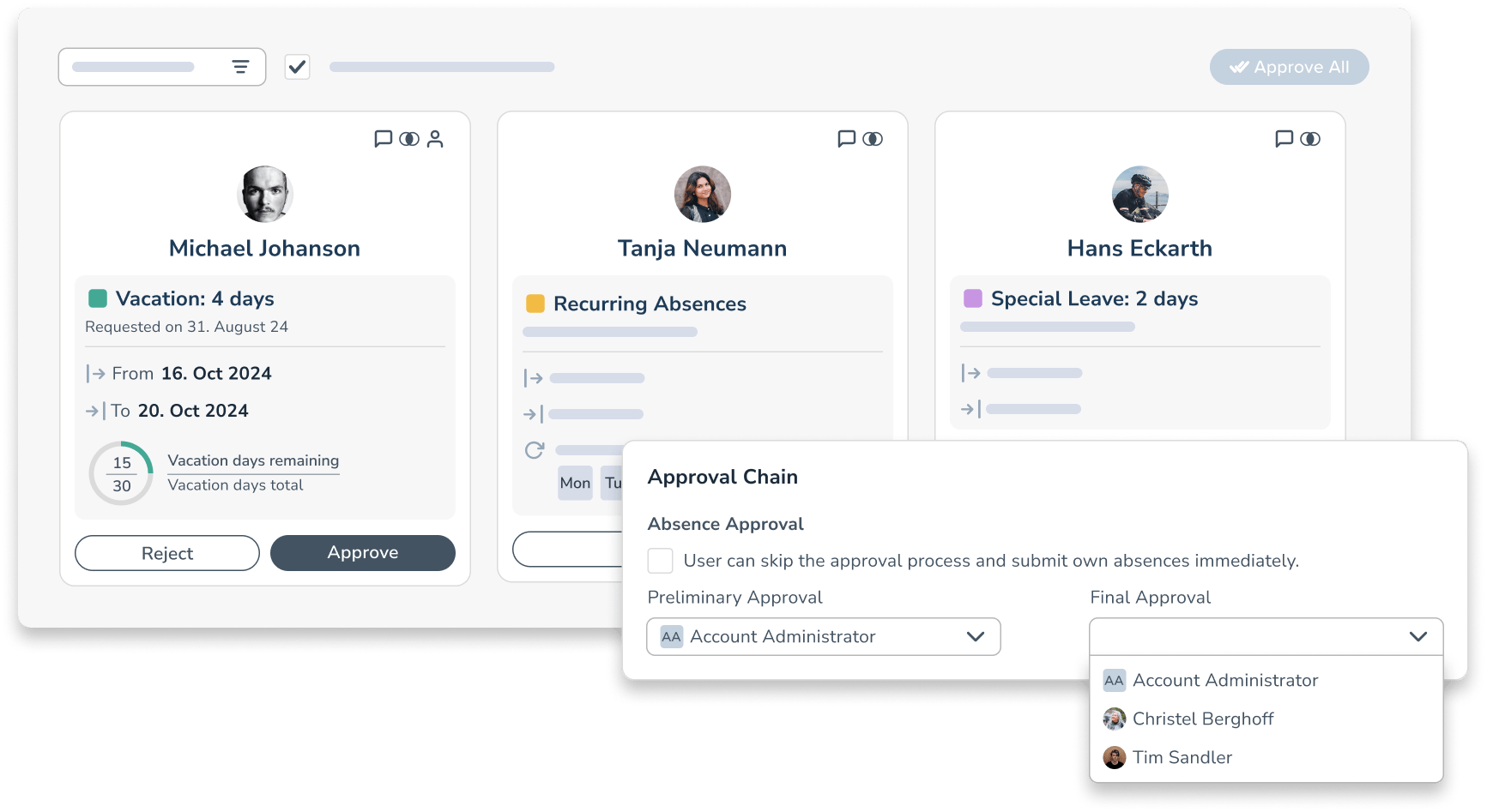 Personizer approval processes desktop (screenshot)
