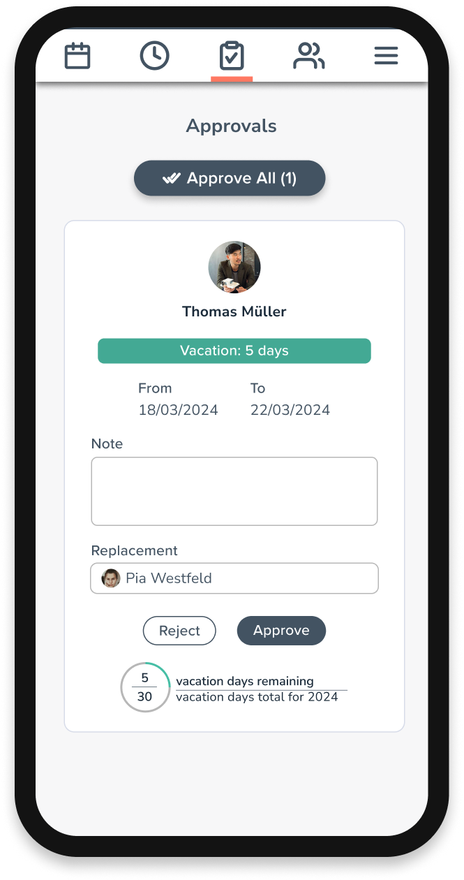 Personizer approval processes mobile app (screenshot)