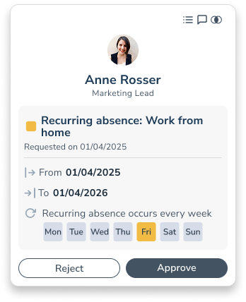 Personizer Absence Calendar Mobile App (screenshot)