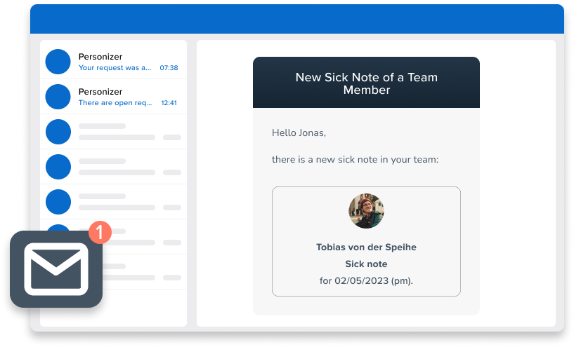 Receive direct sick notes and vacation requests via Slack, email or smartphone 