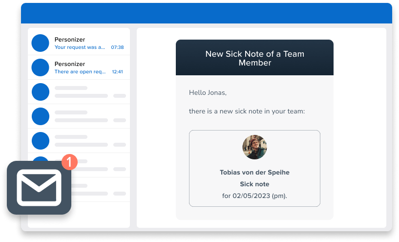 Receive direct sick notes and vacation requests via Slack, email or smartphone 