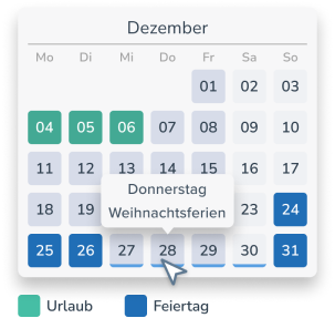 Feiertage und Schulferien auf einem Blick im Kalender (Screenshot)
