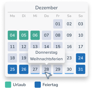 Feiertage und Schulferien auf einem Blick im Kalender (Screenshot)