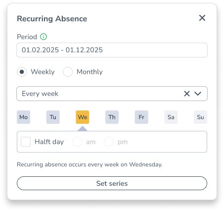 set up recurring absences