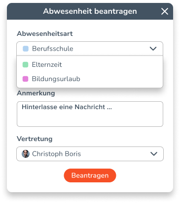 Beantragen von Abwesenheiten