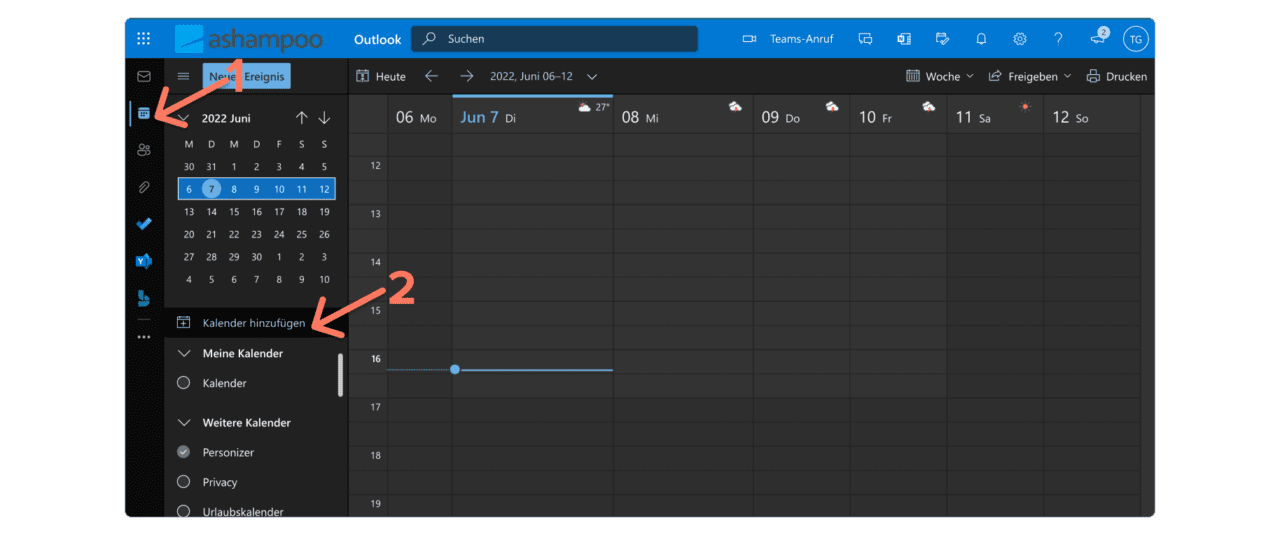 Outlook Urlaubskalender - Kalender hinzufügen