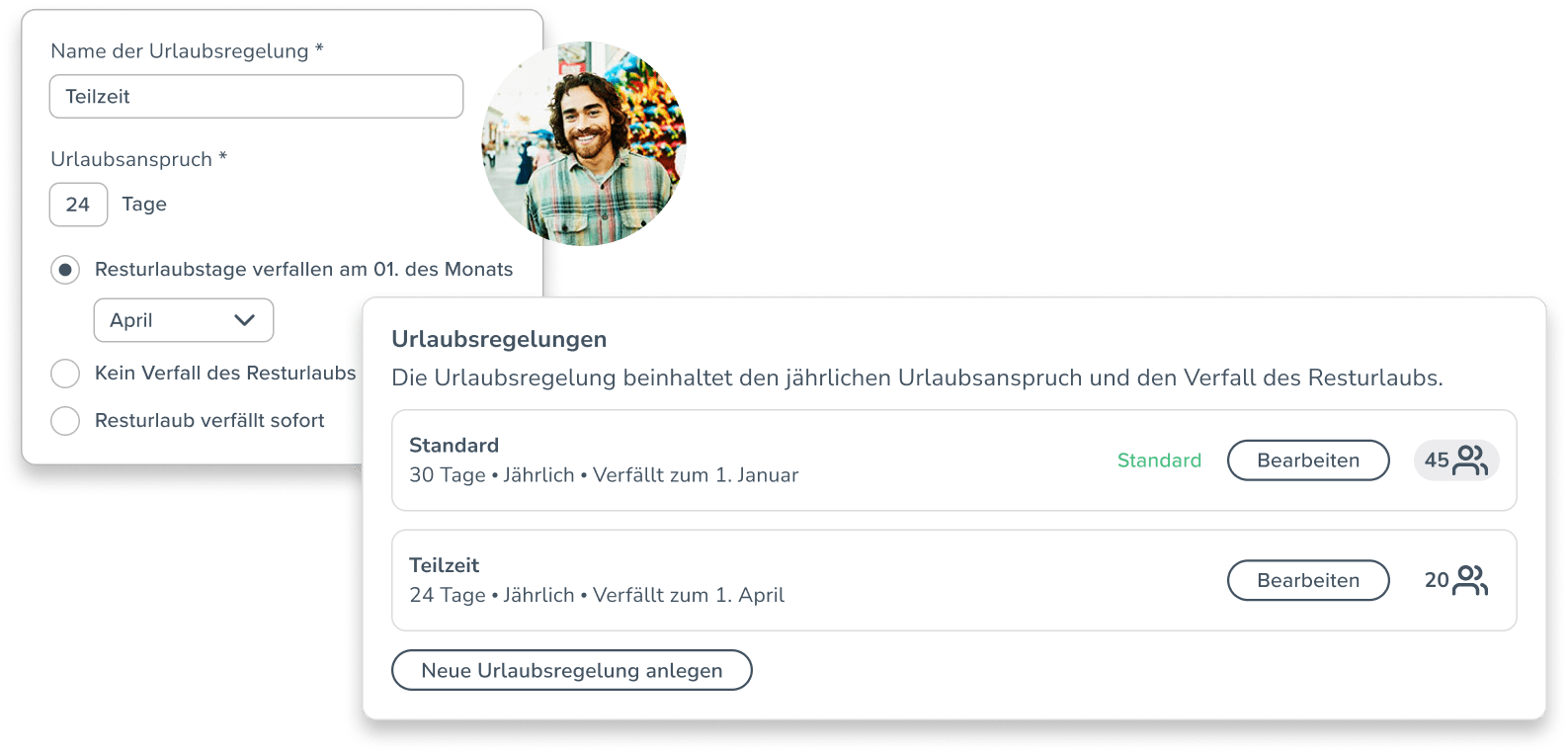 Personizer Urlaubsregelungen Desktop (Screenshot)