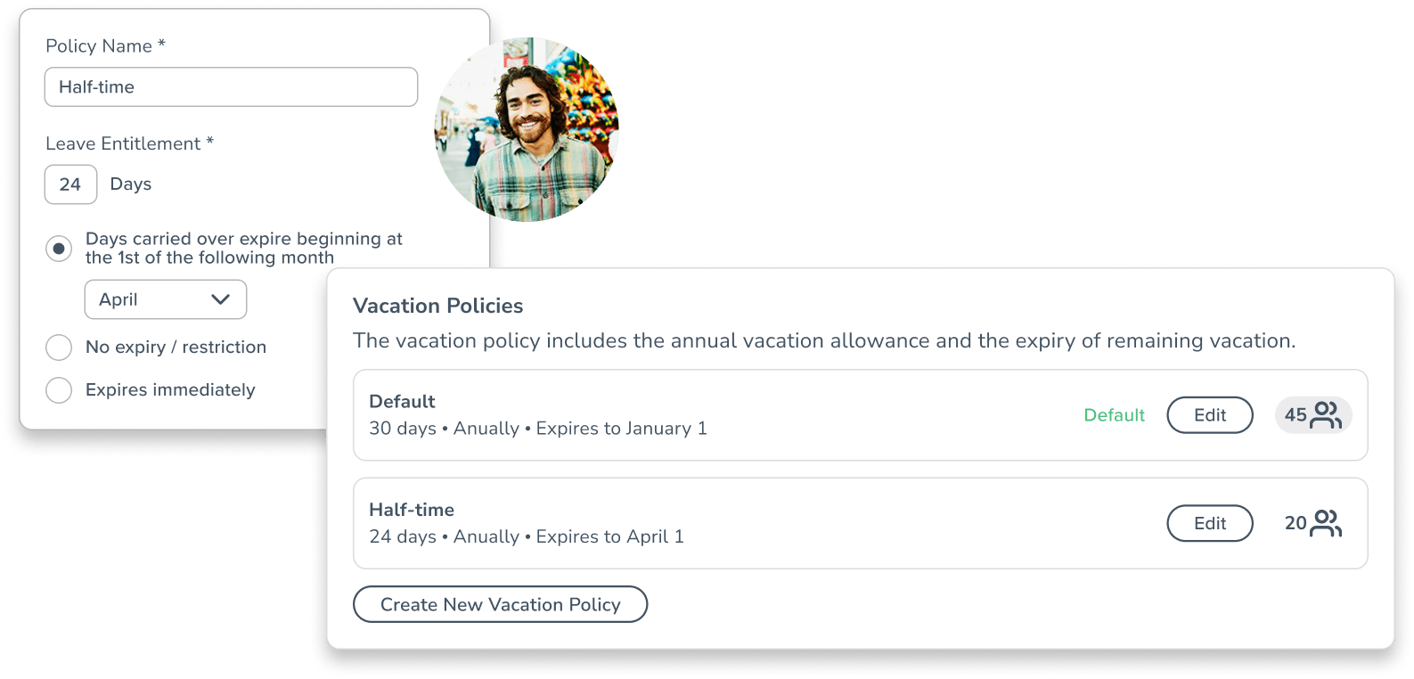 Personizer vacation policy desktop (screenshot)