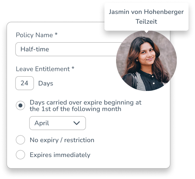 Personizer vacation policy mobile (screenshot)