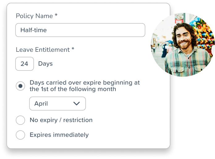 Personizer vacation policy mobile (screenshot)