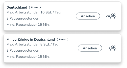Rahmenbedingungen als Preset