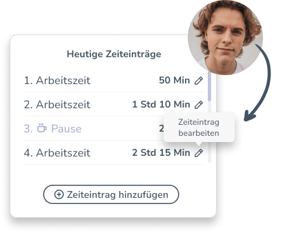 Nachträgliche Bearbeitung von Zeiteinträgen