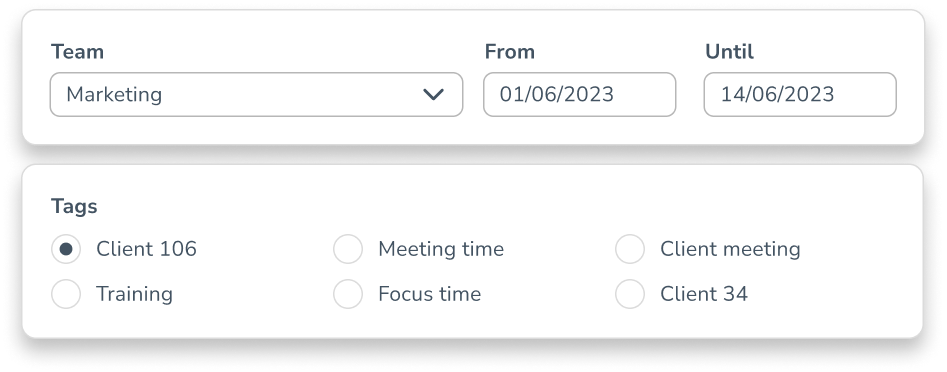 Configure individual time tag export