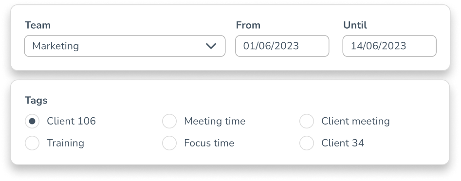 Configure individual time tag export