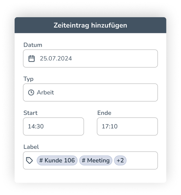 Personizer Zeitlabel Mobile App (Screenshot)