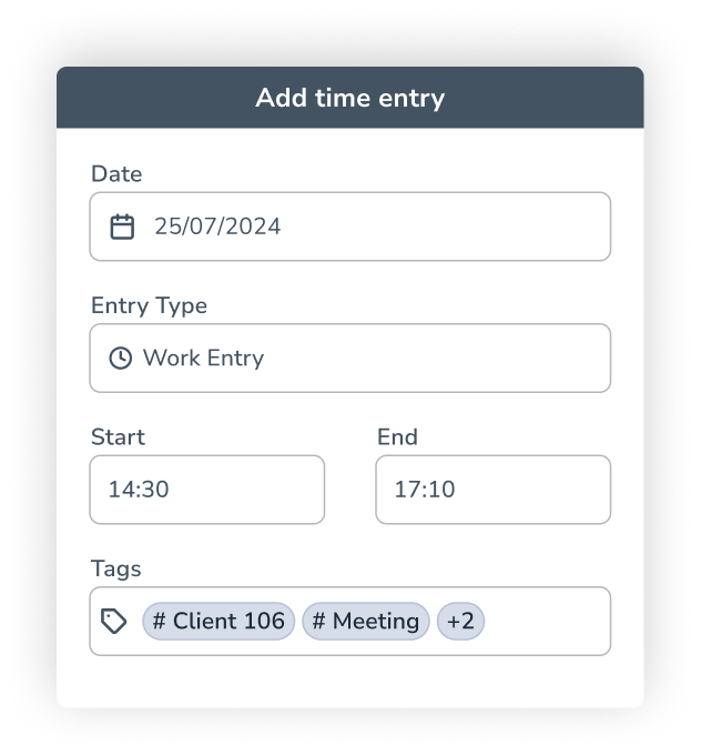 Personizer time tags mobile app (screenshot)