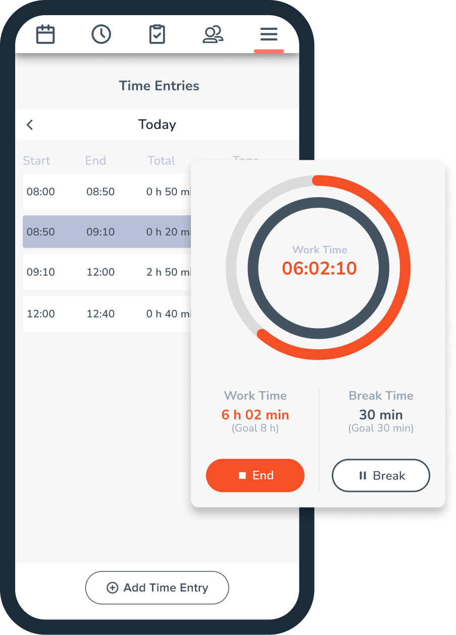 Personizer Start-stop-timer Mobile App (Screenshot)