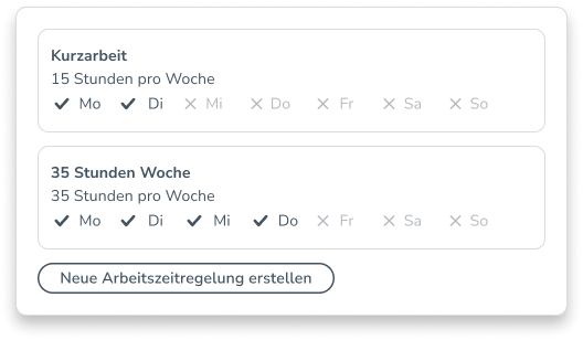 Arbeitszeitmodelle wie Kurzarbeit anlegen