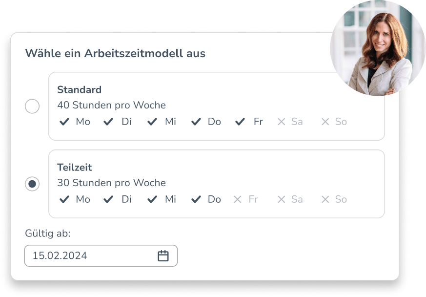 Personizer Arbeitszeitmodelle Mobile App (Screenshot)